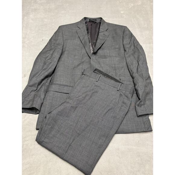 Lauren Ralph Lauren Suit Mens 46L Gray 2 Piece 100% Wool Two Button Notch Lapel - Picture 1 of 16